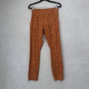 REI Cooperative Leggings Womens Medium Orange Leaf Print High Rise Yoga Pants